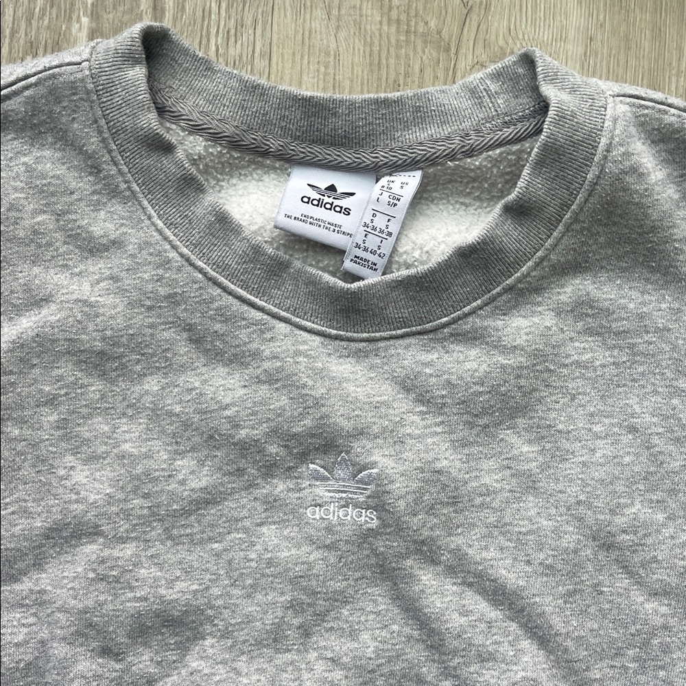 Adidas Grey Cropped Crewneck Sweatshirt